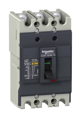 Силовой автомат Schneider Electric Easypact EZC 100, TM-D, 15кА, 3P, 100А