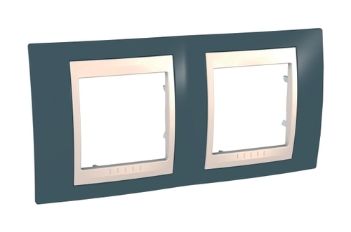 Рамка 2 поста Schneider Electric UNICA ХАМЕЛЕОН, горизонтальная, серо-зеленый