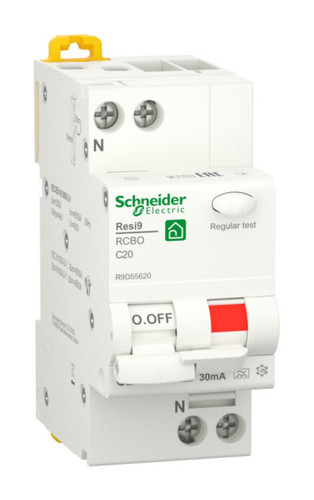 Дифавтомат Schneider Electric Resi9 1P+N 20А ( C ) 6 кА, 30 мА ( A ), R9D55620
