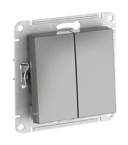 Выключатель 2-клавишный Systeme Electric ATLAS DESIGN, скрытый монтаж, быстрозажимные клеммы, сталь